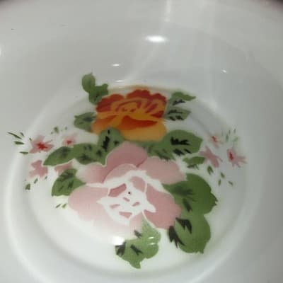 Vintage Butterfly Brand Enamelware Rinse Bowl Floral Designs Blue Pink Orange - Thumbnail 4
