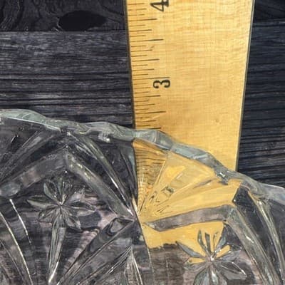 Clear Glass Serving Bowl Diamond Point Fans & Stars 12” Sawtooth Edge - Thumbnail 17
