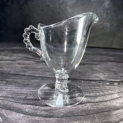 Imperial Candlewick Clear Glass Creamer & Sugar Set on Pedestal Elegant Glass - Thumbnail 10