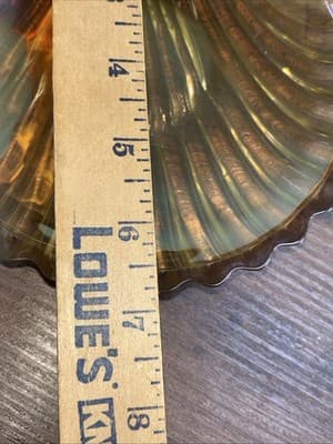 Vintage Iridescent Marigold Carnival Glass Clam Scallop Shell Shaped Dish Fruit - Thumbnail 9