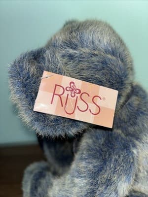 Russ Teddy Bear Weighted Feet Benson Plush Stuffed Animal Frosted Gray Blue Soft - Thumbnail 4