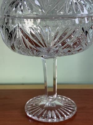 Vintage Tall Cut Crystal Pedestal Covered Candy Dish American Brilliant - Thumbnail 3