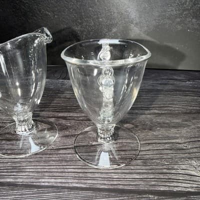 Imperial Candlewick Clear Glass Creamer & Sugar Set on Pedestal Elegant Glass - Thumbnail 3