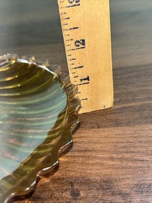 Vintage Iridescent Marigold Carnival Glass Clam Scallop Shell Shaped Dish Fruit - Thumbnail 10