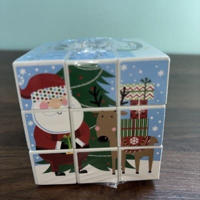 Christmas Santa Cube & Rubik's Vintage Fun World Puzzle Toy 3 x 3 - Thumbnail 2