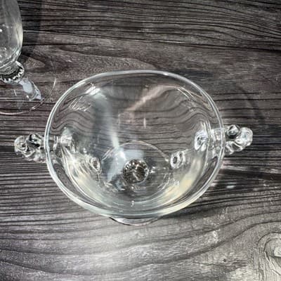 Imperial Candlewick Clear Glass Creamer & Sugar Set on Pedestal Elegant Glass - Thumbnail 7