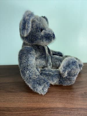 Russ Teddy Bear Weighted Feet Benson Plush Stuffed Animal Frosted Gray Blue Soft - Thumbnail 9