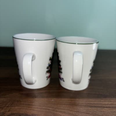 Gibson NOEL MORNING Coffee Cup/Mug Christmas Tree and Holly Vintage Set Of 2 - Thumbnail 5