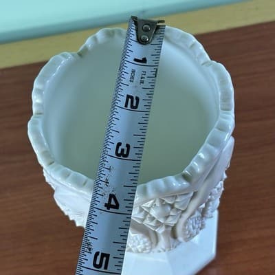 VTG Franciscan Homestead Hobstar Star Shell white milk glass Celery Vase - Thumbnail 11