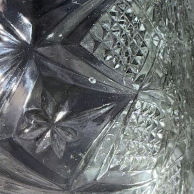 Clear Glass Serving Bowl Diamond Point Fans & Stars 12” Sawtooth Edge - Thumbnail 13
