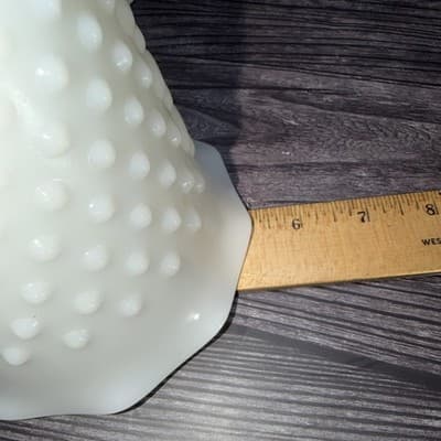 2 Vintage Anchor Hocking White Milk Glass Vases Hobnail Bars Trumpet 9 1/2" - Thumbnail 12