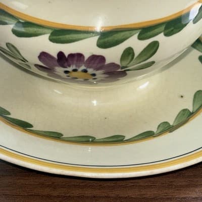 Baker & Co. "Old English" Hand Painted 1920’s Gravy Boat With Attached Tray - Thumbnail 9