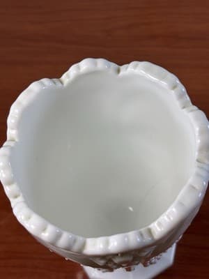 VTG Franciscan Homestead Hobstar Star Shell white milk glass Celery Vase - Thumbnail 8