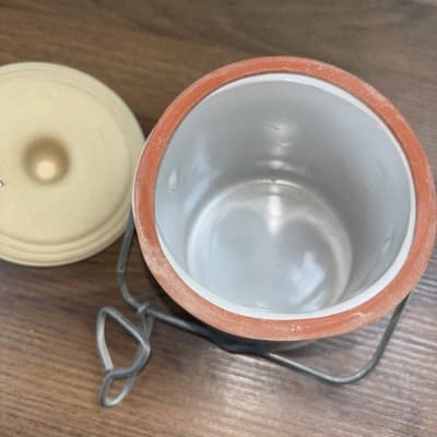 Vintage Wisconsin Homestead Stoneware Dairy Cheese Crock Jar Wire Bail Lid Seals - Thumbnail 10