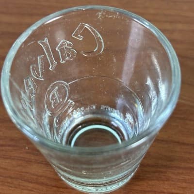 Calvert Shot Glass Clear Glass Embossed With Shot Line 2 1/4" Height VGC - Thumbnail 4