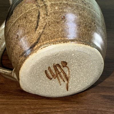 5” ROCKDALE Union Stoneware Salt Glazed Pitcher Brown Gray W Blue Floral Desig - Thumbnail 11
