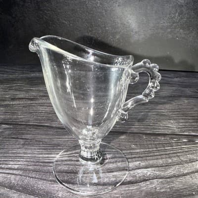 Imperial Candlewick Clear Glass Creamer & Sugar Set on Pedestal Elegant Glass - Thumbnail 12