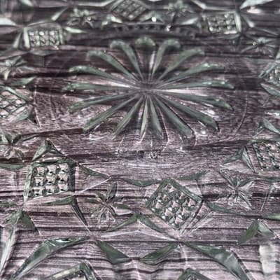Clear Glass Serving Bowl Diamond Point Fans & Stars 12” Sawtooth Edge - Thumbnail 6