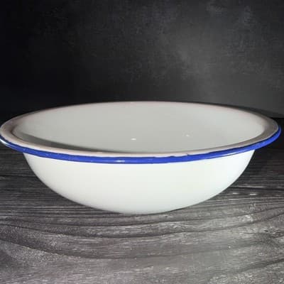 Vintage Butterfly Brand Enamelware Rinse Bowl Floral Designs Blue Pink Orange - Thumbnail 7