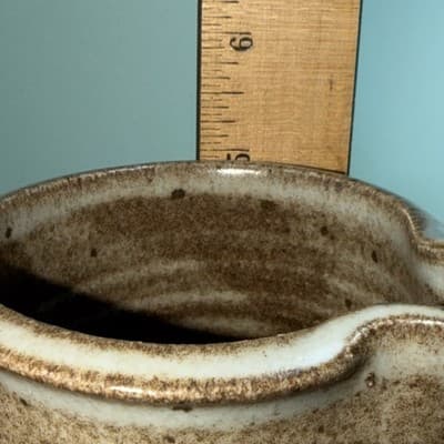 5” ROCKDALE Union Stoneware Salt Glazed Pitcher Brown Gray W Blue Floral Desig - Thumbnail 13