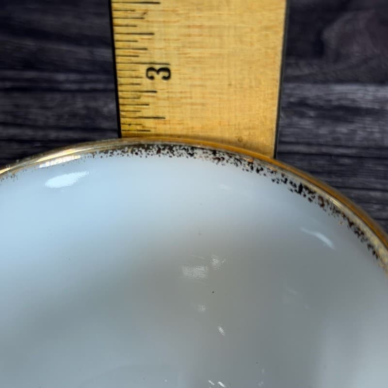 Fire-King Swirl Milk Glass Teacup with Gold Rim - Thumbnail 7