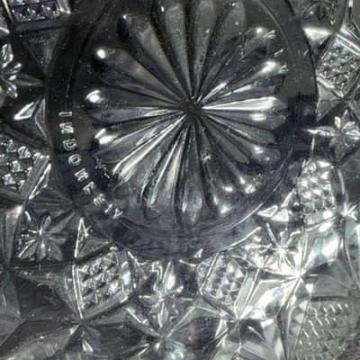 Clear Glass Serving Bowl Diamond Point Fans & Stars 12” Sawtooth Edge - Thumbnail 11