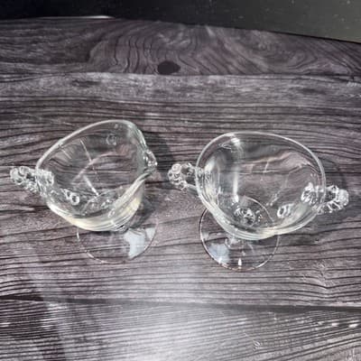 Imperial Candlewick Clear Glass Creamer & Sugar Set on Pedestal Elegant Glass - Thumbnail 2