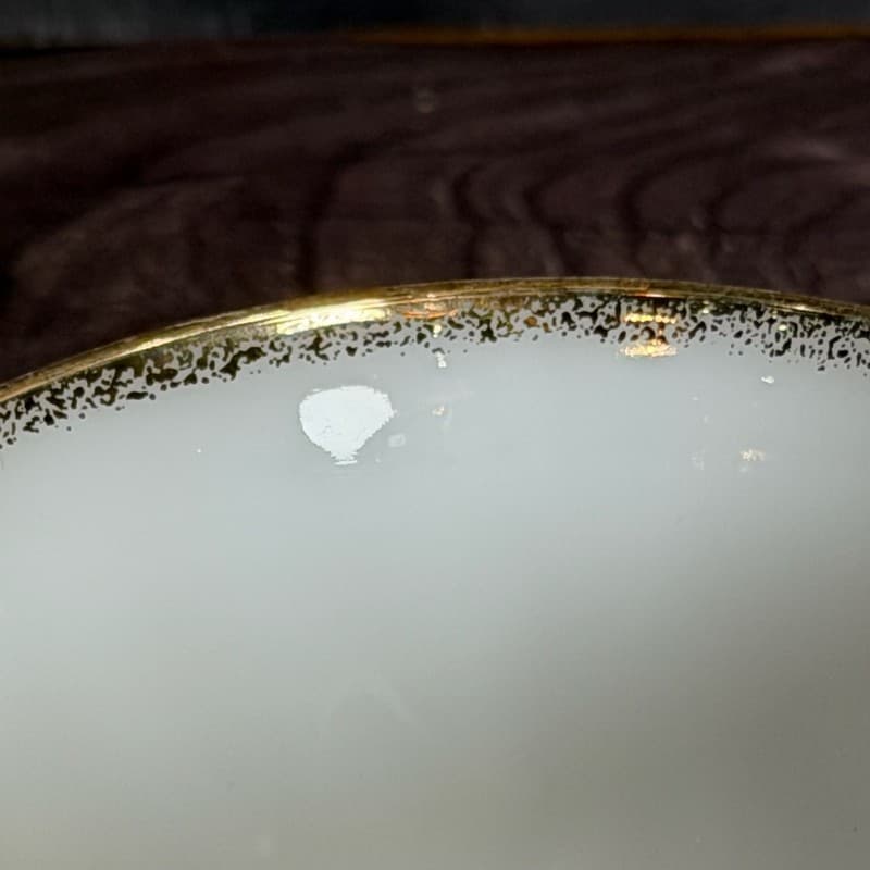 Fire-King Swirl Milk Glass Teacup with Gold Rim - Thumbnail 3