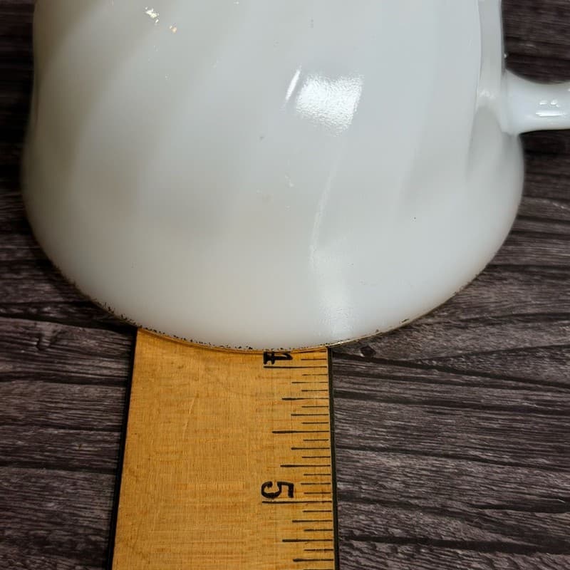 Fire-King Swirl Milk Glass Teacup with Gold Rim - Thumbnail 8