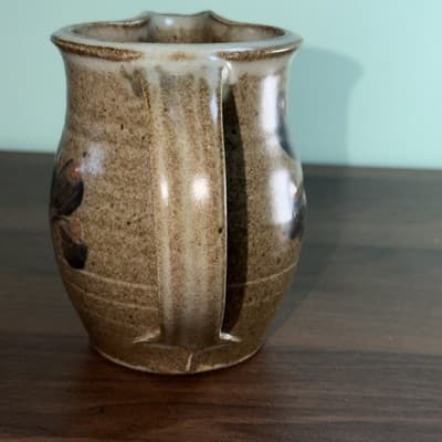 5” ROCKDALE Union Stoneware Salt Glazed Pitcher Brown Gray W Blue Floral Desig - Thumbnail 10