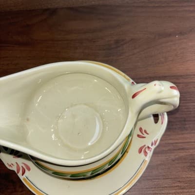 Baker & Co. "Old English" Hand Painted 1920’s Gravy Boat With Attached Tray - Thumbnail 5