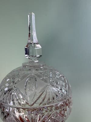 Vintage Tall Cut Crystal Pedestal Covered Candy Dish American Brilliant - Thumbnail 5