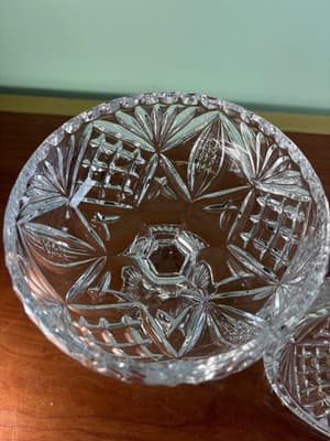 Vintage Tall Cut Crystal Pedestal Covered Candy Dish American Brilliant - Thumbnail 10