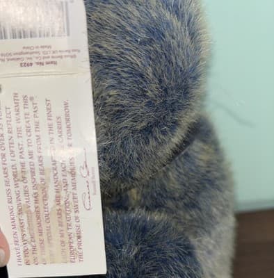 Russ Teddy Bear Weighted Feet Benson Plush Stuffed Animal Frosted Gray Blue Soft - Thumbnail 6