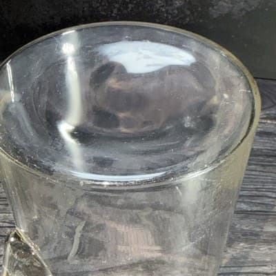 Vintage Etched Delicate Glass grape on vine pouring pitcher 8.5" X5" handle - Thumbnail 11
