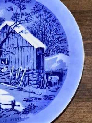 Currier & Ives Collector's Plate " The Old Homestead in Winter" 8" Wide - Thumbnail 5
