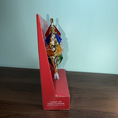 Vtg Christmas Tree Topper Star Ornament Multi Color Double Sided Tested Lighted - Thumbnail 7