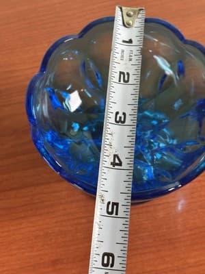 LE Smith Blue Glass Manganese Compote Scalloped Edge - Thumbnail 8
