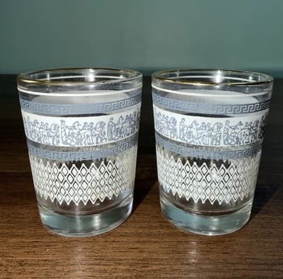 Vintage Jeanette Blue Hellenic Wedgwood Shot Glass Set of 2