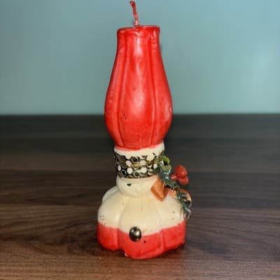 Vintage Red Lantern Christmas Candle – Made in Hong Kong Holiday Decor 6" - Thumbnail 3