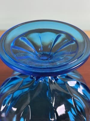 LE Smith Blue Glass Manganese Compote Scalloped Edge - Thumbnail 7
