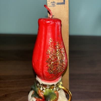 Vintage Red Lantern Christmas Candle – Made in Hong Kong Holiday Decor 6" - Thumbnail 8