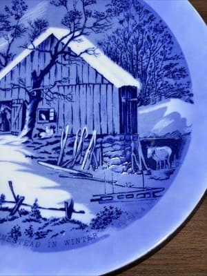 Currier & Ives Collector's Plate " The Old Homestead in Winter" 8" Wide - Thumbnail 2