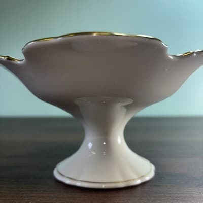 Pickard China Ravenswood Christmas Holly Dinner Serving 6” Candy Dish Gold Tri - Thumbnail 6