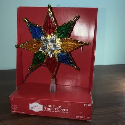 Vtg Christmas Tree Topper Star Ornament Multi Color Double Sided Tested Lighted - Thumbnail 3