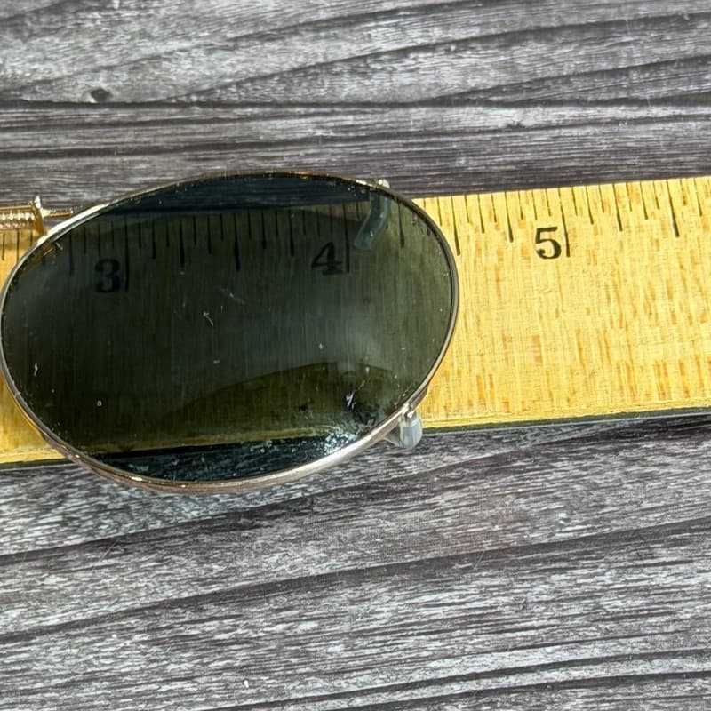 Solar Shield Rectangular 54mm Clip-On Sunglasses - Gold Tone Frame - Thumbnail 7