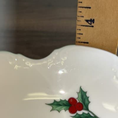 Pickard China Ravenswood Christmas Holly Dinner Serving 6” Candy Dish Gold Tri - Thumbnail 11