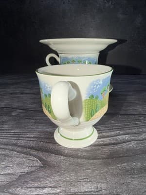 Sangostone Footed Coffee Cup & Saucer Country Cottage (3645) Set Of 2 - Thumbnail 6