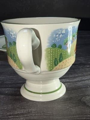Sangostone Footed Coffee Cup & Saucer Country Cottage (3645) Set Of 2 - Thumbnail 15