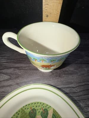 Sangostone Footed Coffee Cup & Saucer Country Cottage (3645) Set Of 2 - Thumbnail 20